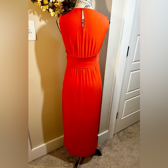 ALC High Side Slit  Sleeveless Midi  Sheath Dress in Vibrant Orange  Sz 4 - Picture 7 of 13